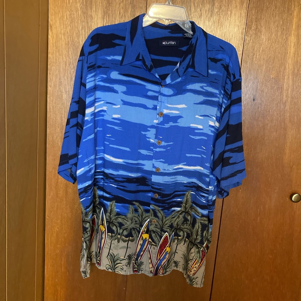 Puritan Hawaiian Surfer Surfboard Men’s 2XL Rayon Shirt